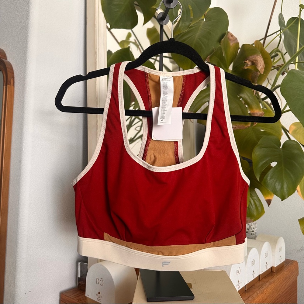NWT Fabletics Red and Tan Sports Bra